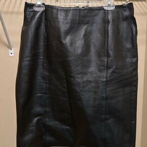 Dialogue Black Leather Pencil Skirt